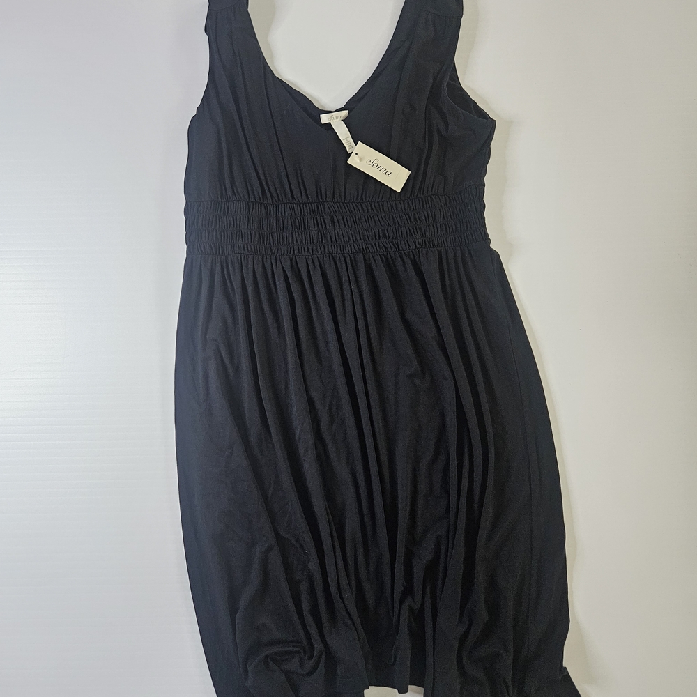 Soma Women's Black Midi Dress with Smocked Waist - Picture 6 of 7